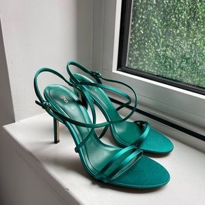 Zara green strap heels size 40